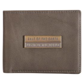 Christian Art Gifts Genuine Full Grain Leather RFID Blocking Scripture Wallet for Men: Salt of the Earth - Matthew 5:13 Inspirational Bible Verse Acce