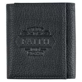 Christian Art Gifts Genuine Full Grain Leather RFID Blocking Scripture Wallet for Men: Walk by Faith - 2 Corinthians 5:7 Inspirational Bible Verse Acc