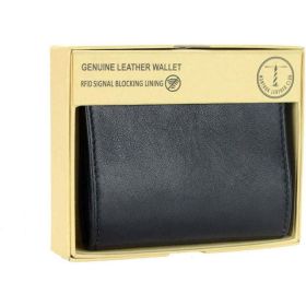 Men's RFID Signal Blocking Genuine Leather L-Fold Wallet with Gift Box