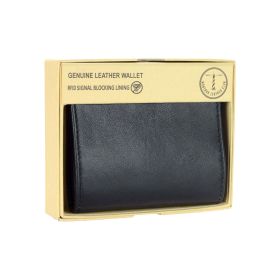 Montauk Leather Club Montauk Leather Club Men's RFID Signal Blocking Genuine Leather L-Fold Wallet with Gift Box