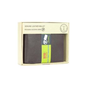 Montauk Leather Club Men's RFID Signal Blocking Genuine Leather Center Wing Bi-Fold Wallet with Gift Box