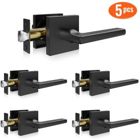 VEVOR Passage Door Handle, 5 Pack Matte Black Door Lever, Left or Right Handing Reversible Lever Non-Locking, 45Â° Rotation to Open