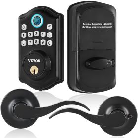 VEVOR Fingerprint Door Lock with 2 Level Handles, Keyless Entry Door Lock with Fingerprint/Keypad Code/Key, Auto Lock