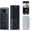 Security Video Smart Lock , Chime Included, 3-in-1 Camera+Doorbell+Fingerprint Keyless Entry,BHMA, WiFi Door Lock,App Remote