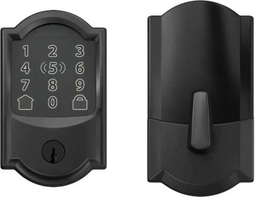 USA BE499WB CAM 622 Encode Plus WiFi Deadbolt Smart Lock, Keyless Entry Touchscreen Door Lock with Camelot Trim, Matte Black