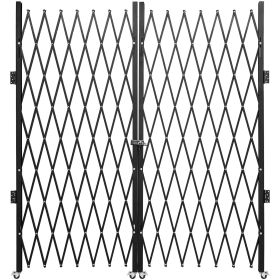 VEVOR Double Folding Security Gate, 5.1' H x 10.2' W Folding Door Gate, Steel Accordion Security Gate, Flexible Expanding Security Gate