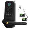 Smart Door Lock with Handle Fingerprints Passcodes Keys Fobs App Control Keyless Entry Door Lock with Keypad Electronic Digital Front Door Lock for Ho