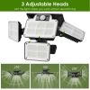 216 LEDs Solar Outdoor Light Motion Sensor Security Flood Lamp Wall Wireless Solar Lamp with 3 Adjustable Heads IP65 Waterproof for Garden Patio Garag