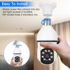 E27 WiFi Bulb Camera 1080P FHD WiFi IP Pan Tilt Security Surveillance Camera with Two-Way Audio Full Color Night Vision Flood Light Motion Tracking Si