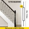 VEVOR Deck Balusters, 10 Pack Metal Deck Spindles, 44"x0.5" Staircase Baluster with Screws, Iron Deck Railing for Wood and Composite Deck