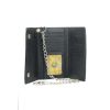 Montauk Leather Club Men's RFID Signal Blocking Tri-Fold Trucker's Wallet in Genuine Black Leather with Heavy Duty Chain