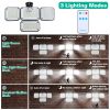 Solar Powered Wall Lights Outdoor Motion Sensor Lamps with Separate Solar Panel 4 Adjustable Heads 333Pcs Beads 120° Sensing Angle Remote Control Wate