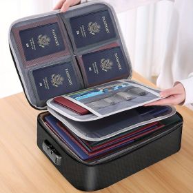 1pc Document Bag With Lock, Fireproof 3-Layer File Storage Case With Water-Resistant Zipper (Color: Black, style: With Combination Lock)