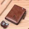 Men's Coin Purse Wallet RFID Blocking Man Leather Wallet Zipper Business Card Holder ID Money Bag Wallet Male