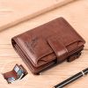 Men's Coin Purse Wallet RFID Blocking Man Leather Wallet Zipper Business Card Holder ID Money Bag Wallet Male