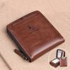 Men's Coin Purse Wallet RFID Blocking Man Leather Wallet Zipper Business Card Holder ID Money Bag Wallet Male