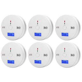 LCD CO Sensor Carbon Monoxide Detector 85dB Sound Independent CO Poisoning Warning Alarm Detector Meter Kitchen Fireplace Indoor (Color: 6PCS, Ships From: CN)