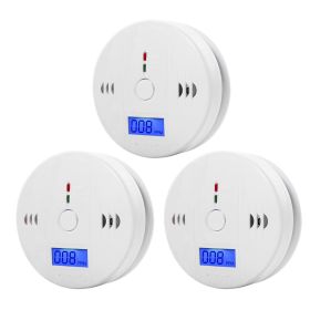 LCD CO Sensor Carbon Monoxide Detector 85dB Sound Independent CO Poisoning Warning Alarm Detector Meter Kitchen Fireplace Indoor (Color: 3PCS, Ships From: CN)