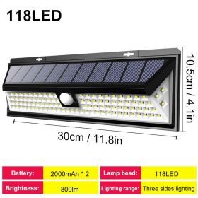 Solar Led Light Outdoor Solar Wall Light Outdoor Sensor Light Solar Led Lamp Outdoor Solar Panel Light With Motion Sensor Garden (Emitting Color: 118 LED no remote, Ships From: CN)