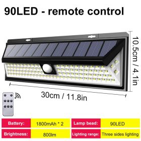 Solar Led Light Outdoor Solar Wall Light Outdoor Sensor Light Solar Led Lamp Outdoor Solar Panel Light With Motion Sensor Garden (Emitting Color: 90 LED with remote, Ships From: CN)