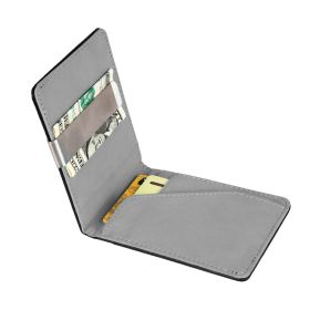 Unisex PU Leather Wallet RFID Blocking Slim Bifold Credit Card Holder with Money Clip (Color: Grey)