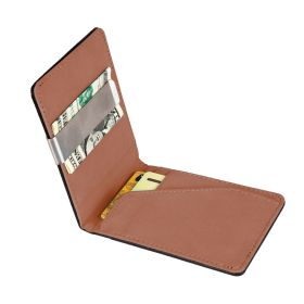 Unisex PU Leather Wallet RFID Blocking Slim Bifold Credit Card Holder with Money Clip (Color: Orange)