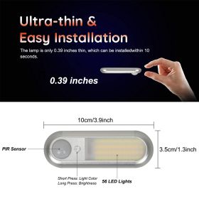 USB LED Closets Lights Dimmable Memory Function Kitchen Cupboard Lighting Bedroom Cabinets Lamps Motion Sensor Night Lights 40CM (Color: 10cm)