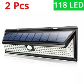 WAKYME 118 LED Solar Lights for Garden Decoration PIR Motion Sensor Wall Lamp Waterproof Solar Powered Emergency Security Light (Emitting Color: 2 pieces)