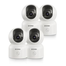 ZOSI 360° Smart Home Security Camera PTZ Auto Tracking Baby Monitor AI Panoramic HD Night Vision Indoor WiFi Surveillance Camera (Sensor Size: C518(4 Pack))