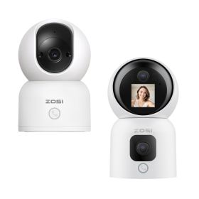 ZOSI 360° Smart Home Security Camera PTZ Auto Tracking Baby Monitor AI Panoramic HD Night Vision Indoor WiFi Surveillance Camera (Sensor Size: C518 x C528M6)