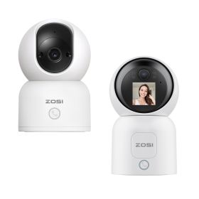 ZOSI 360° Smart Home Security Camera PTZ Auto Tracking Baby Monitor AI Panoramic HD Night Vision Indoor WiFi Surveillance Camera (Sensor Size: C518 x C519M4)