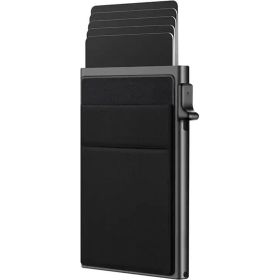 Slim Minimalist Wallet for Men | RFID Blocking Wallet | Easy Pop Up Card Access (Color: Black)