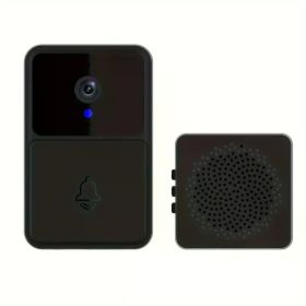 1PS WIFI doorbell camera wireless, smart video doorbell home intercom high definition night vision charging security doorbell (Color: Black)