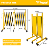 Metal Expandable Barricade,Folding Security Gate Safety Barrier with Casters,Mobile Barrier Gate, Adjustable Traffic Fence for Road Construction