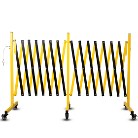 Metal Expandable Barricade,Folding Security Gate Safety Barrier with Casters,Mobile Barrier Gate, Adjustable Traffic Fence for Road Construction (size: 23Ft)