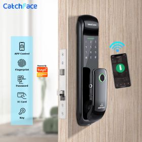 Electronic Fingerprint Biometric Frosted Panel Digital Smart Door Lock WiFi TUYA or TTLock APP Password IC Card Security (Color: TUYA ( wifi ), Ships From: China)